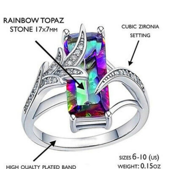 Rainbow Mystic Fire Topaz Ring - Picture 12 of 14
